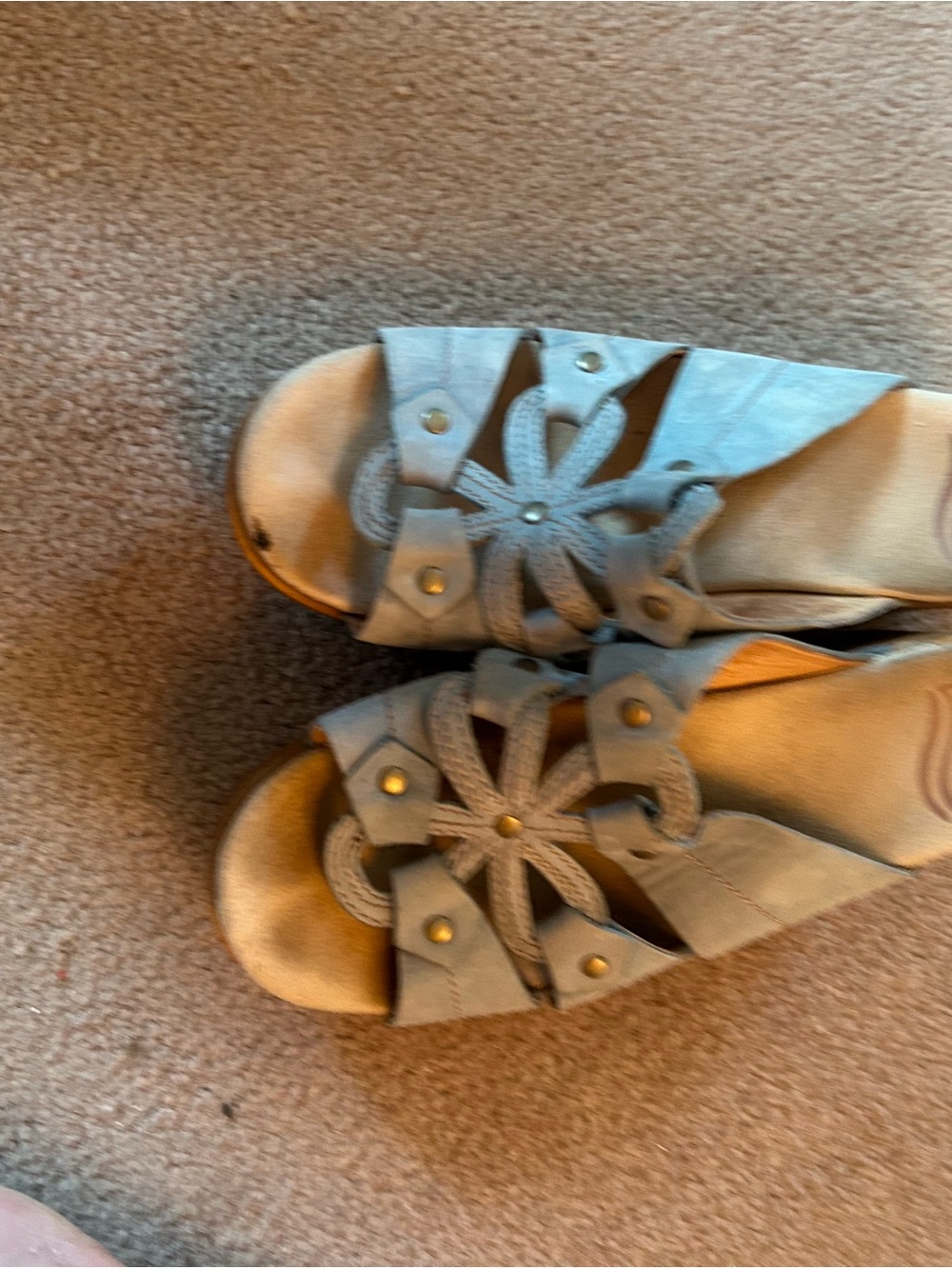Dansko Taupe Floral Cutout Slide Sandals